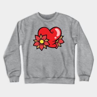 Romantic Heart With Flowers Crewneck Sweatshirt